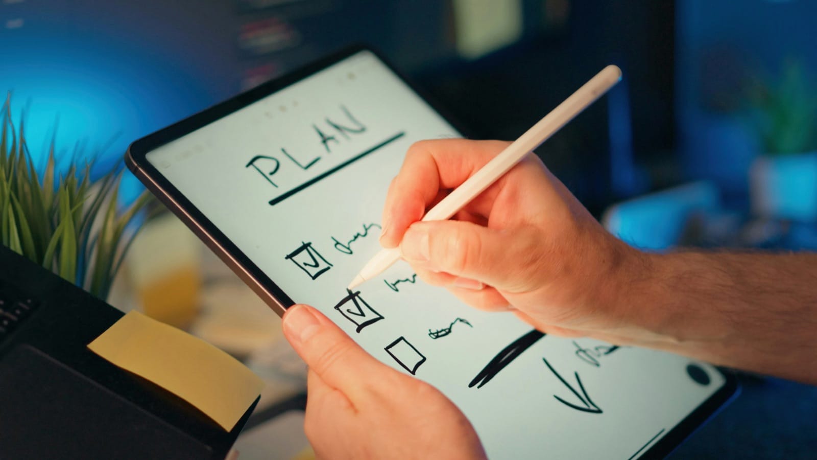 Digitale Aufgabenplanung auf einem Tablet